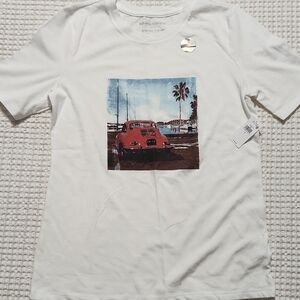 Banana Republic Red and White Graphic Short Sleeve Tee